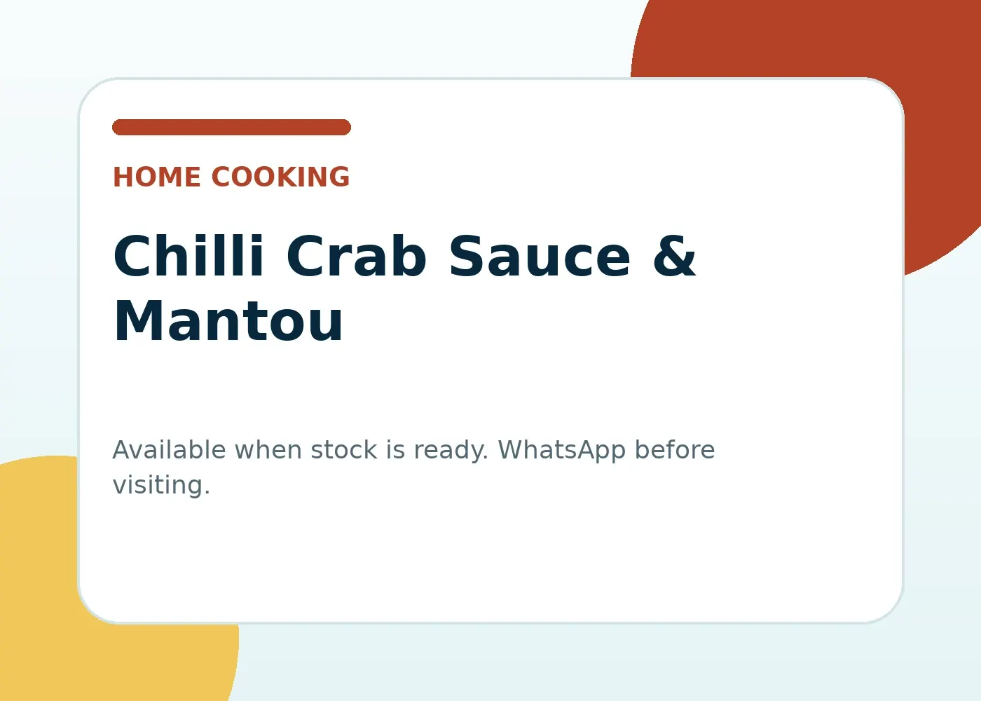 Chilli Crab Sauce & Mantou